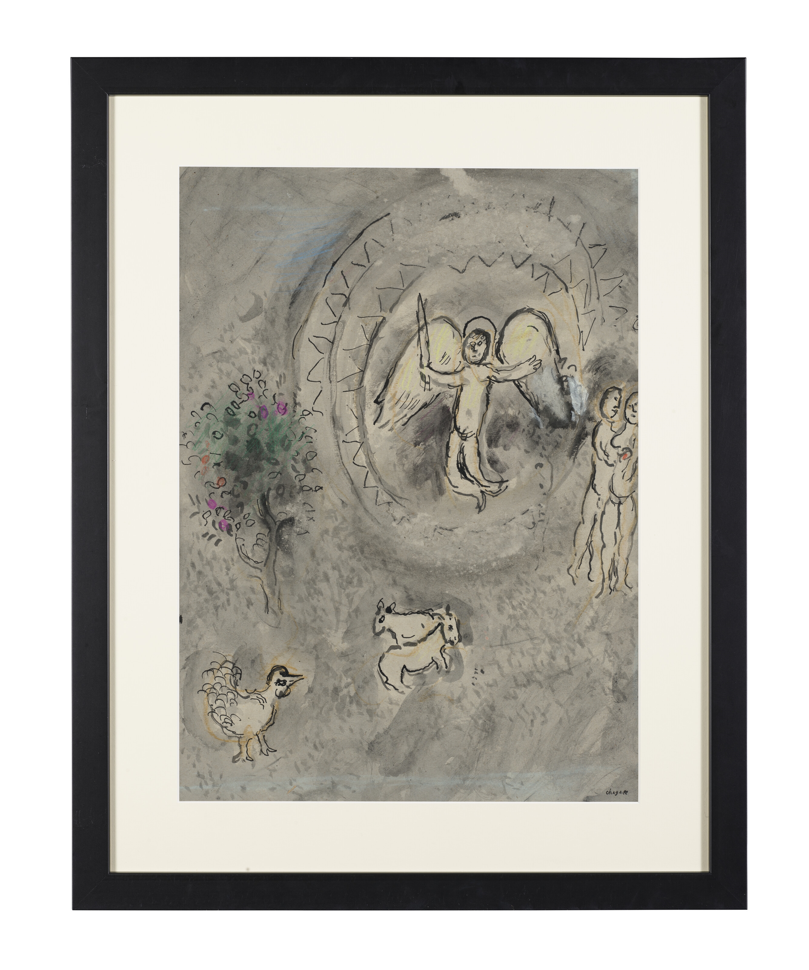 Marc Chagall | L'Ange à l'épée au paradis sur fond gris (Circa 1983 ...