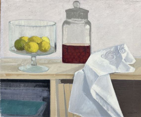 Henri Van Moé (1930-1989) Untitled (Still life with lemons), Oil on canvas Signed lower right H: 54x65 cm