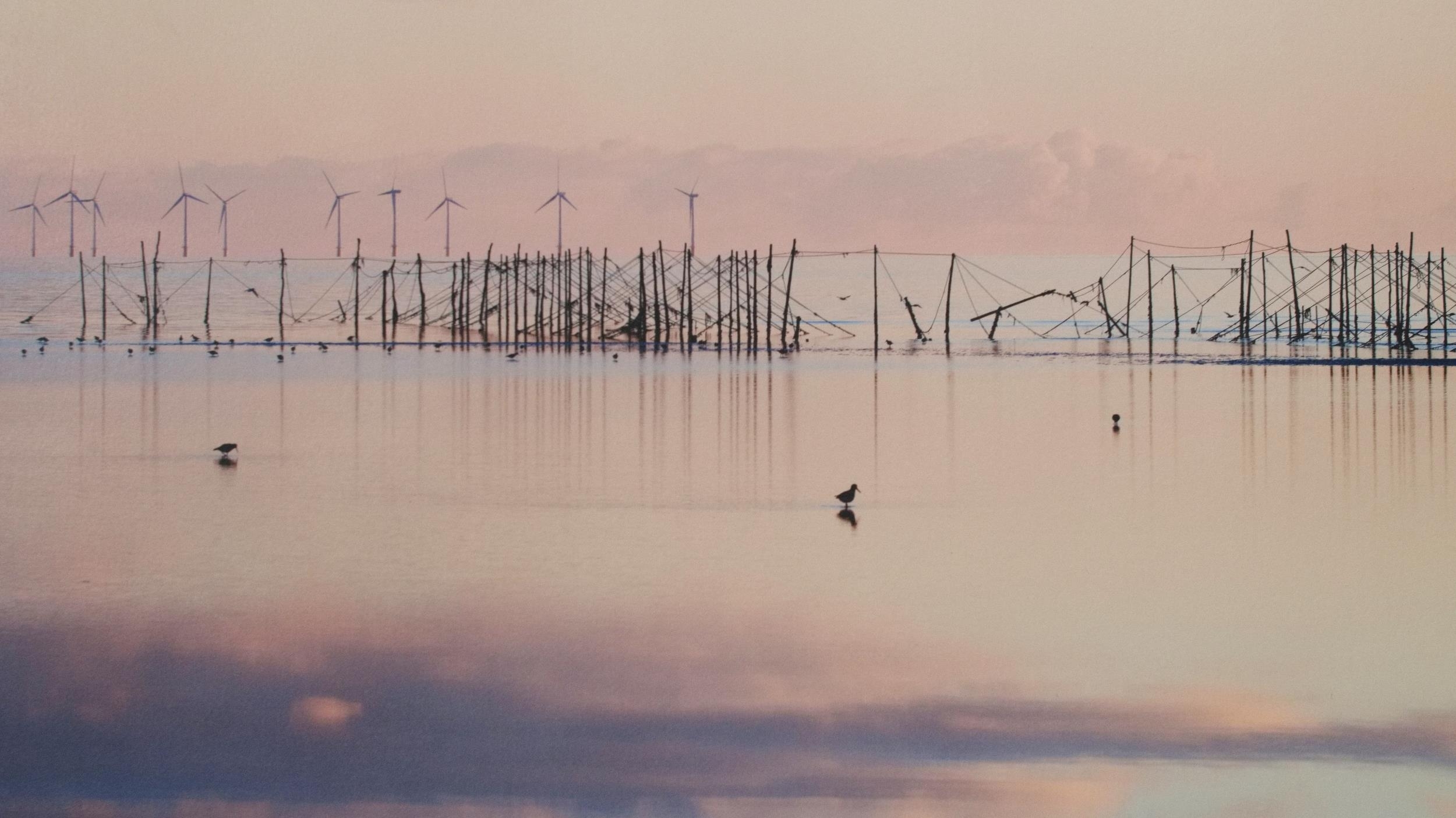 Artwork by Roger Lever, Breakfast at Dawn on the Solway, Made of photograph on aluminium