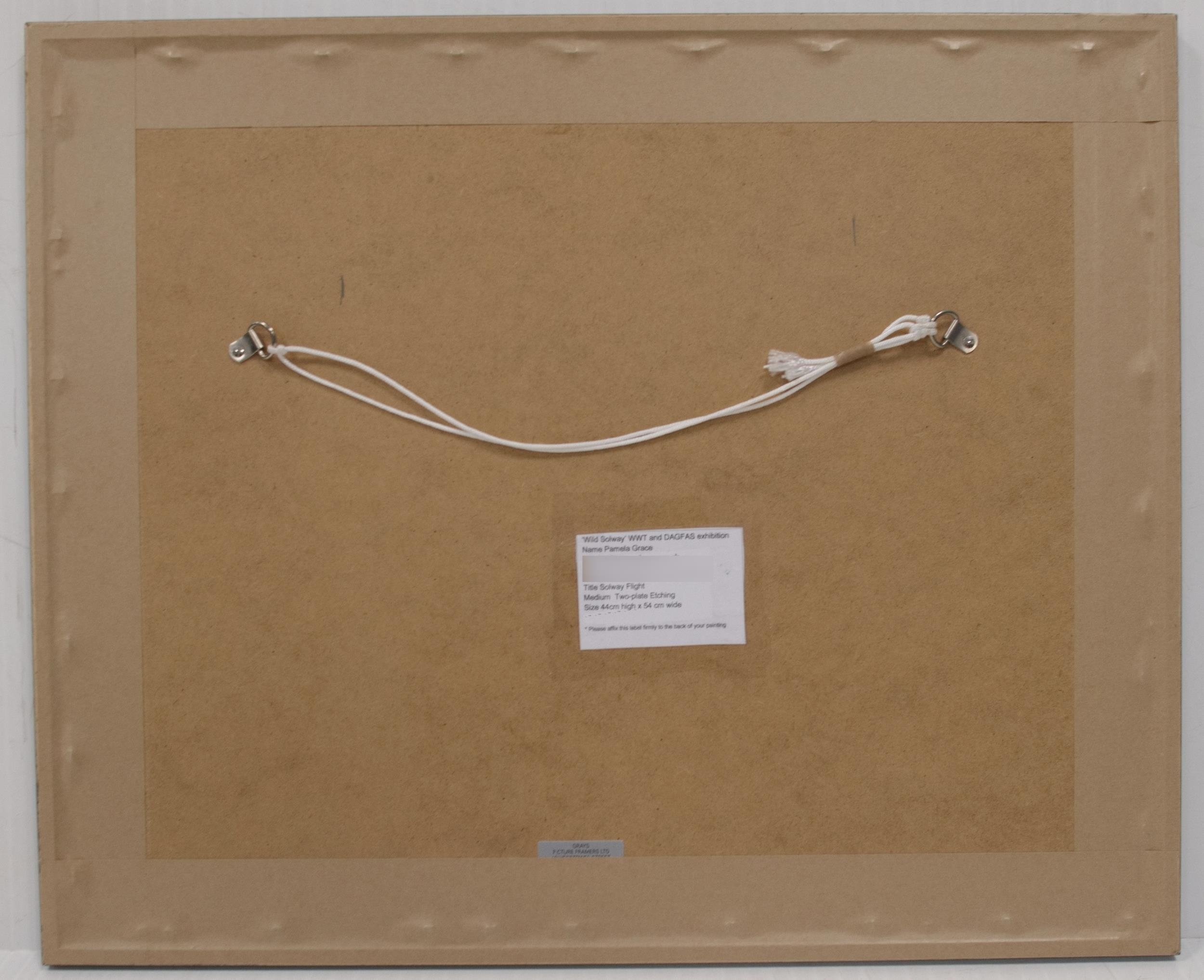 Artwork by Pamela Grace, 
Solway Flight
Signed, two-plate etching, 44cm x 54cm. ARR, Made of plate etching