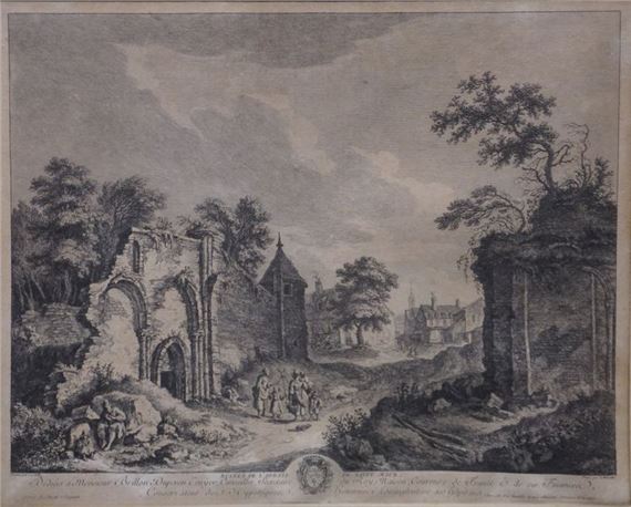 Les ruines de l'abbaye de Saint Maur by Johann Georg Wille