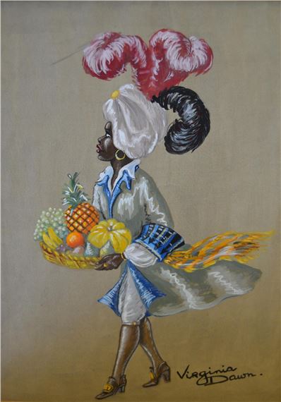 fruit seller and boy with a parrot - Virginia Dawn