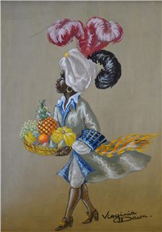 fruit seller and boy with a parrot - Virginia Dawn