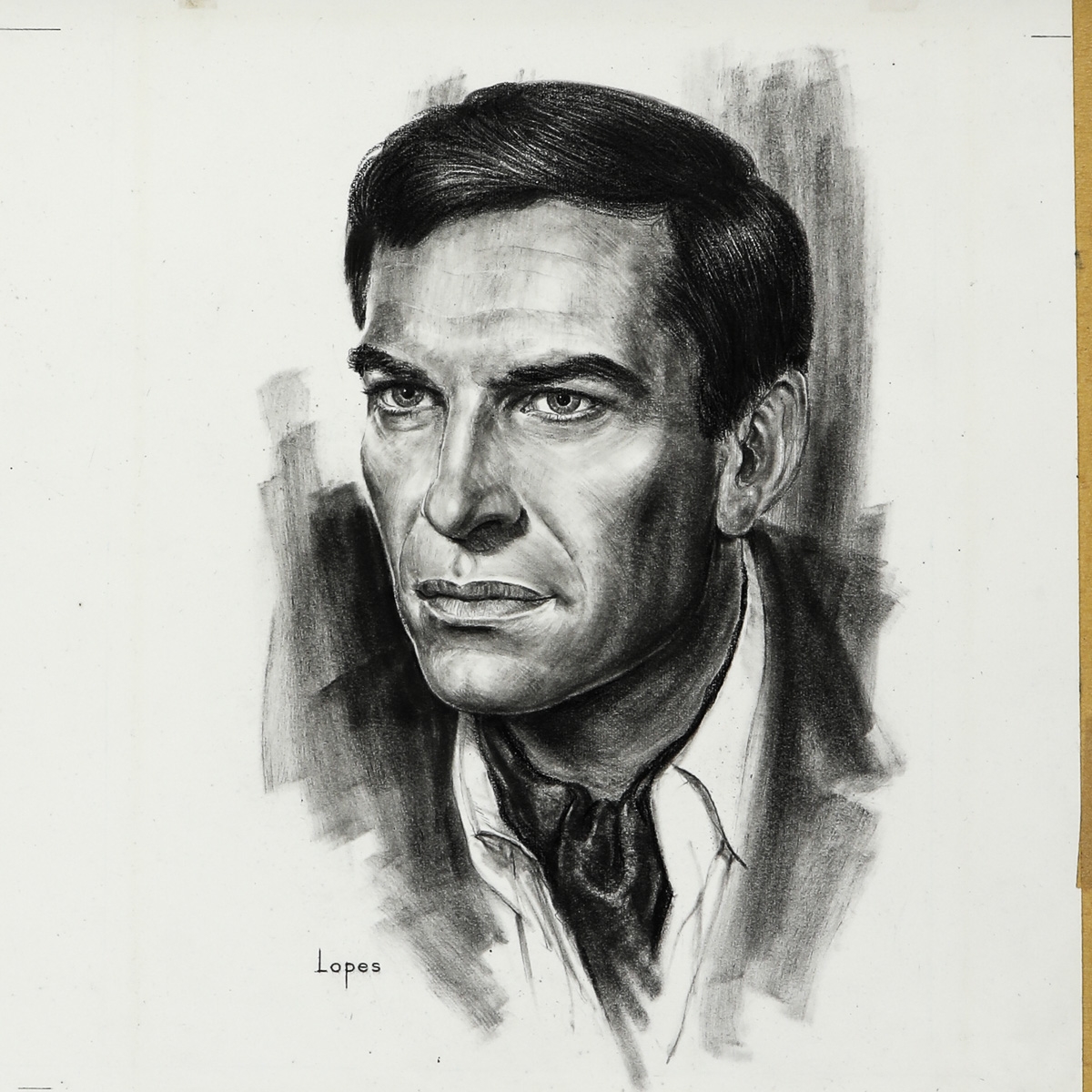 John Lopes | 1967 “Martin Landau” Original Drawing (1967) | MutualArt