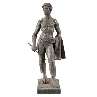 OCTAVIO VICENT (Valencia 1914 - 1999) Estudio masculino con bara y mantilla"" Bronce patinado sobre base de mármol Firmado Numerado 69/7 - Octavio Vicent