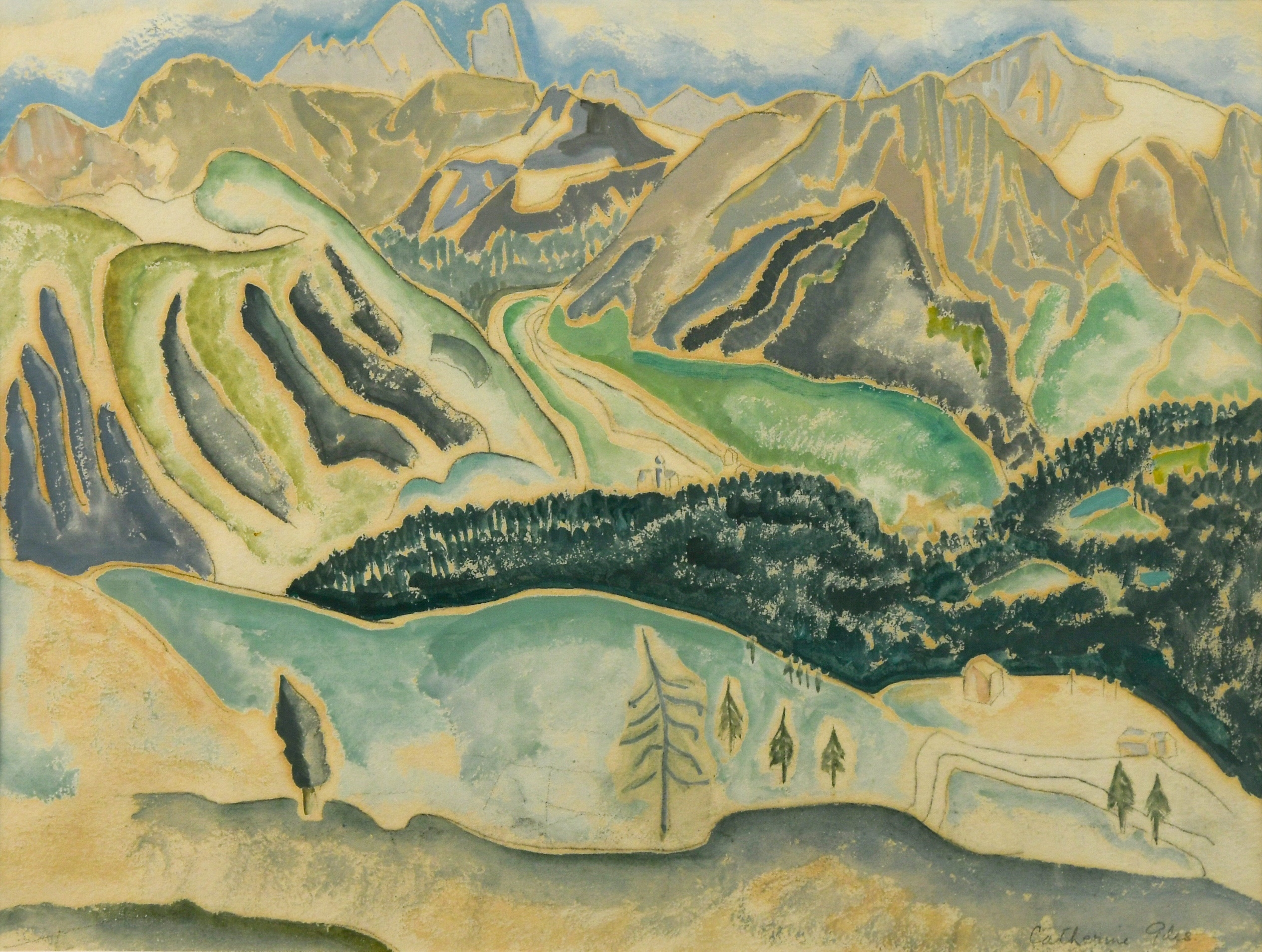 Artwork by Catherine Giles, Catherine Giles (1878-1955, Made of gouache