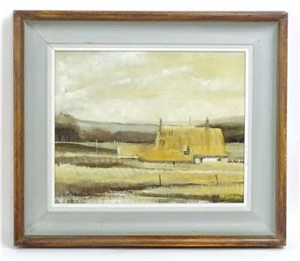 Oil on board, Thatched Cottage - Brian Ryder