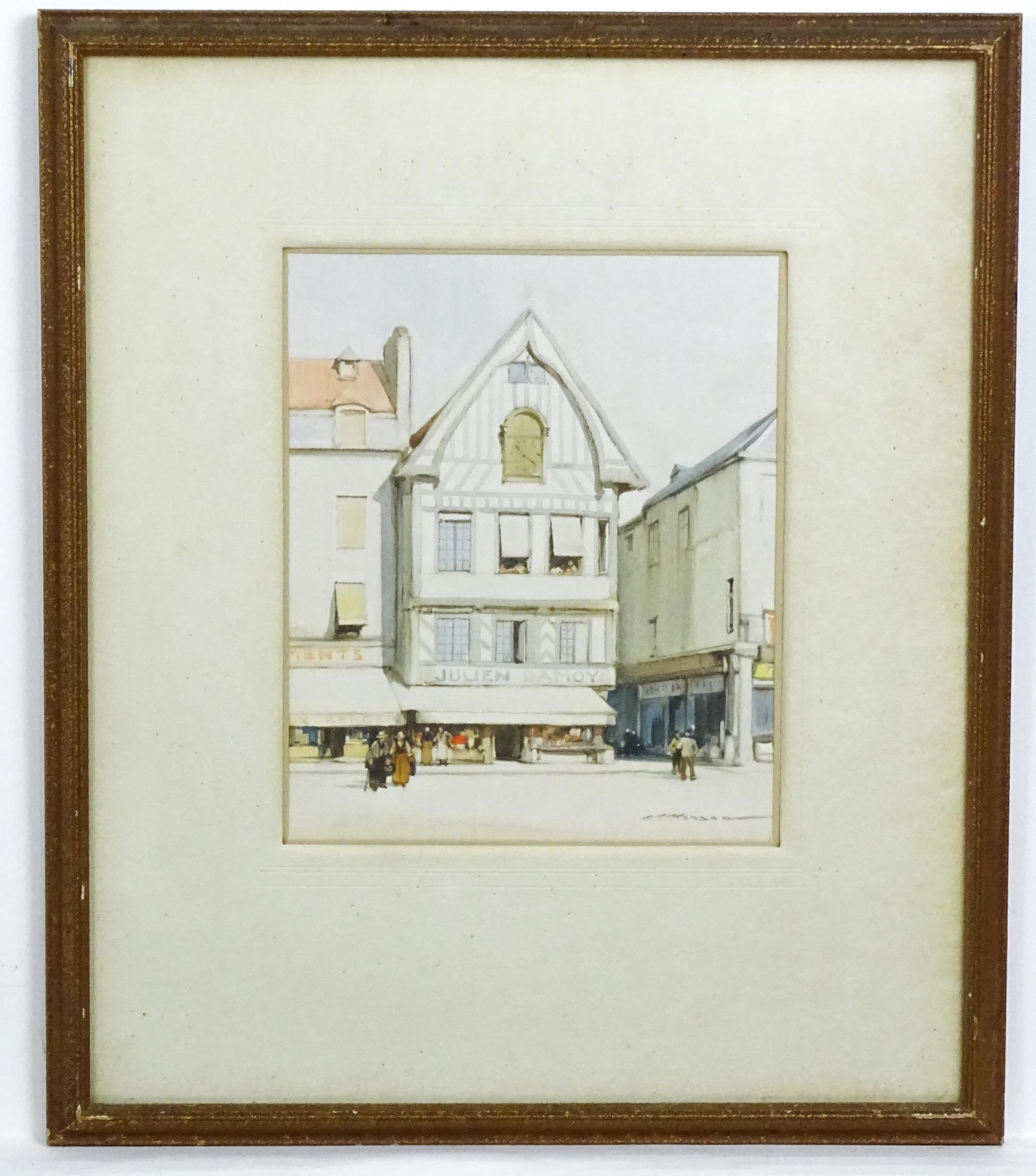 Harry Tittensor | A Continental street scene with shop fronts and ...
