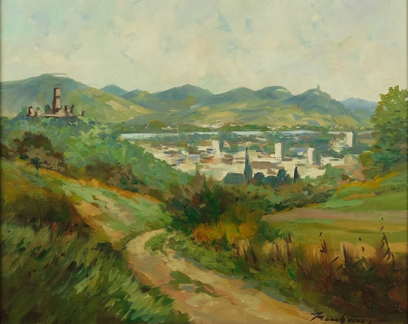 Artwork by Georg Neuhauser, Blick auf Bad Godesberg und Siebengebirge, Made of oil on canvas