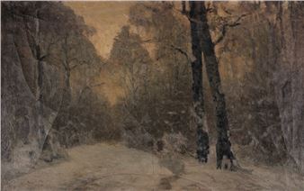 Verschneites Waldinneres - Carl Roder