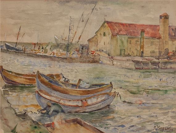Ruderboote im Hafen by Bernhard Hergarden