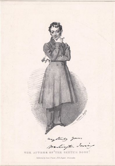 Washington Irving after Daniel Maclise Litho 1831 by Daniel Maclise, Washington Irving, 1831