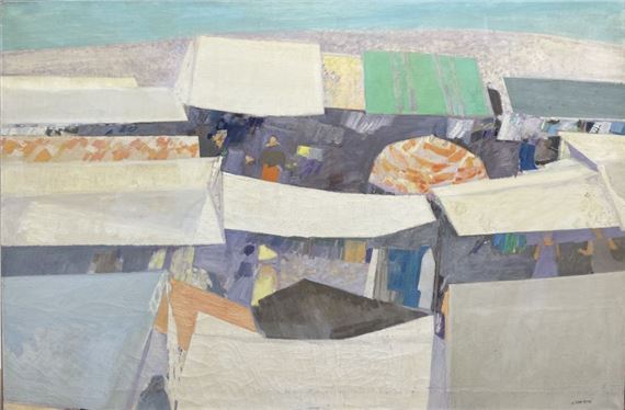 Henri Van Moé (1930-1989) Untitled (The market), Oil on canvas Signed lower right 130x194.5 cm