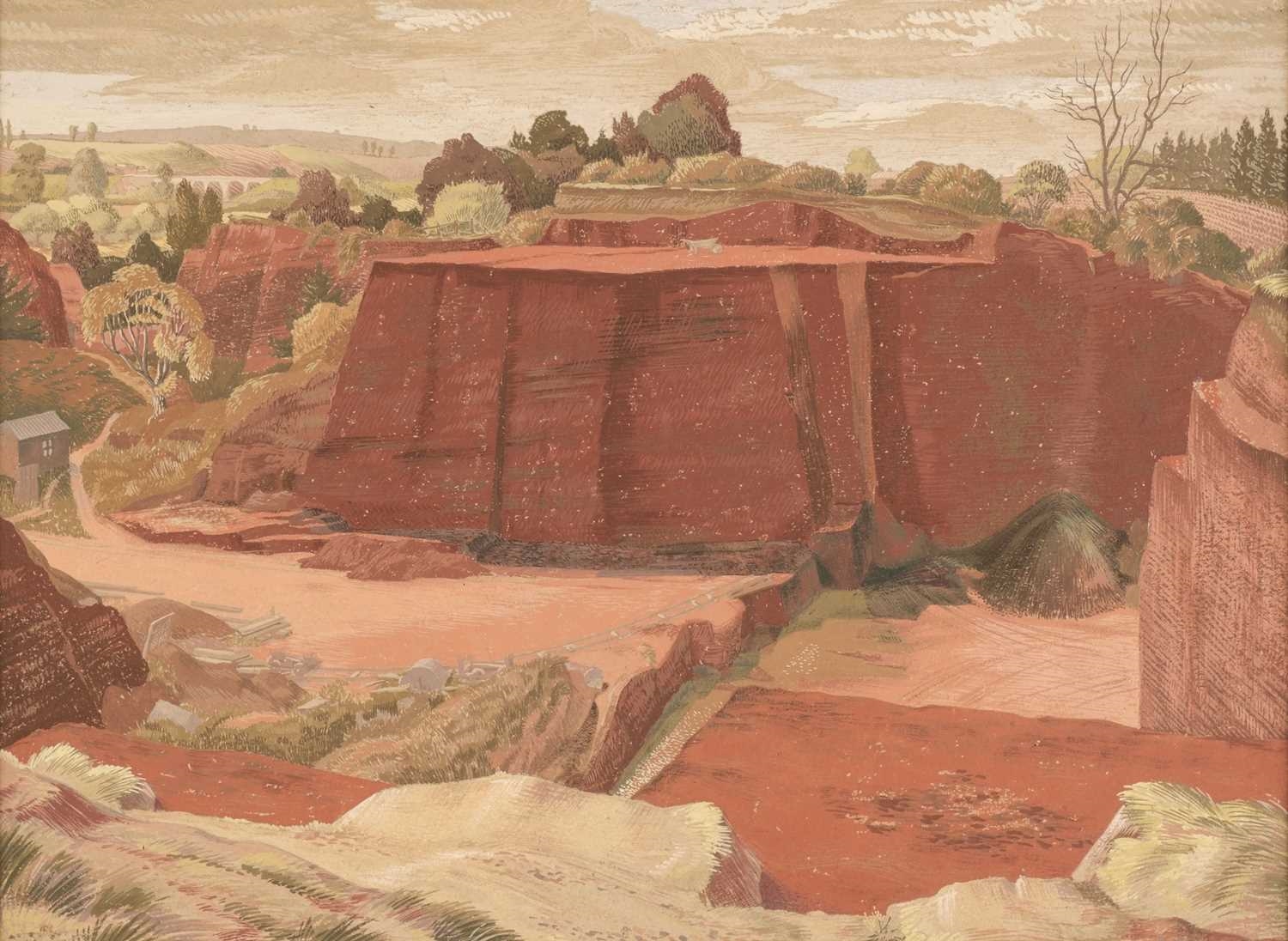 Artwork by Meredith William Hawes, Red Sand Quarry - Kidderminster, Made of gouache on paper