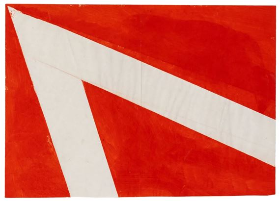 Untitled. (Weißer Winkel in Rot.) by Hermann Glöckner, Um 1977