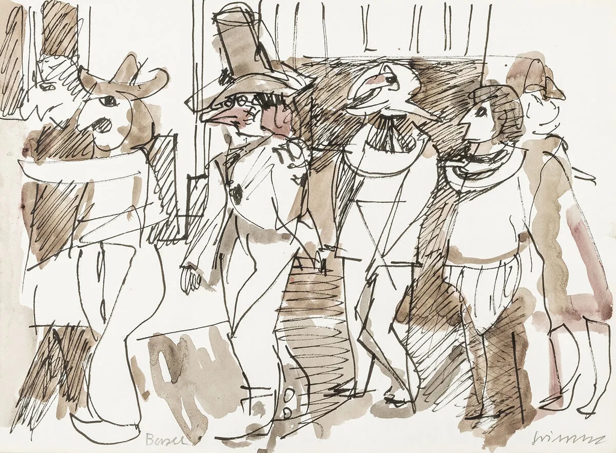 Artwork by Willem Grimm, Basel, Made of watercolor and ink on paper