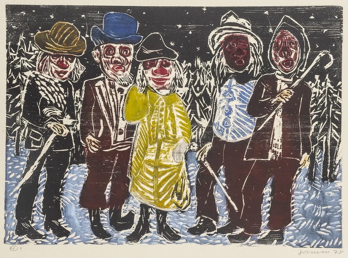 Artwork by Willem Grimm, Sternennacht, Made of Color woodcut on Vélin d'Arches