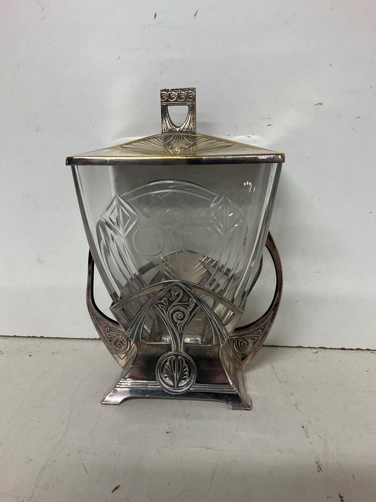 Jugendstil | AWMF JUGENDSTIL PLATED AND CUT GLASS BOX | MutualArt