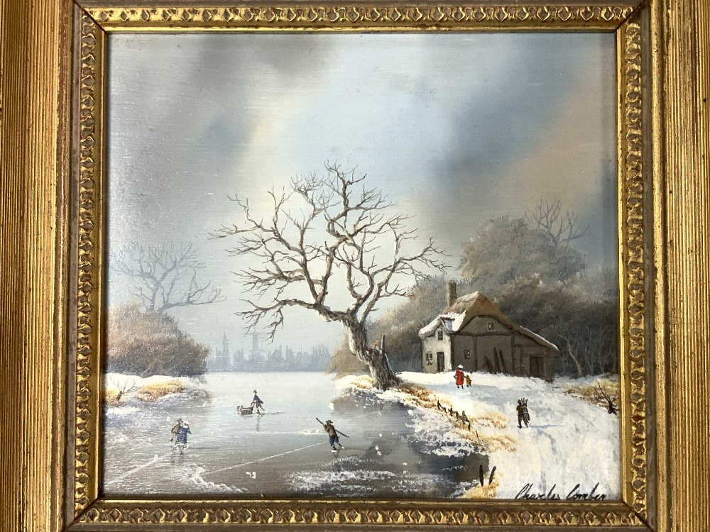 Charles Comber | CHARLES COMBER OIL ON PANEL WNITER SCENE 26 X 25CM ...