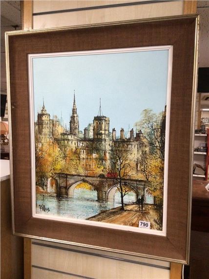 RON FOLLAND RETRO EUROPEAN SCENE OIL ON CANVAS by Ron Folland