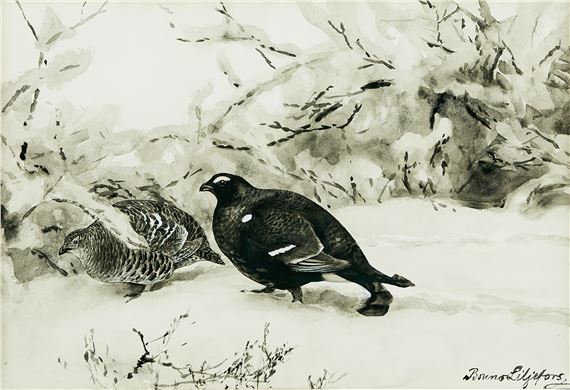 Orrpar i snö by Bruno Liljefors