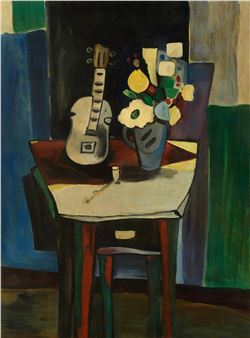 Still Life with Flowers and Violin - Isaac Pailès