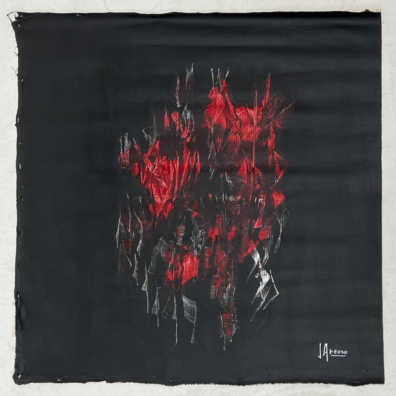 Artwork by Juan Carlos Areoso, Untitled (Composition in Red and Black), Made of oil on canvas (unstretched