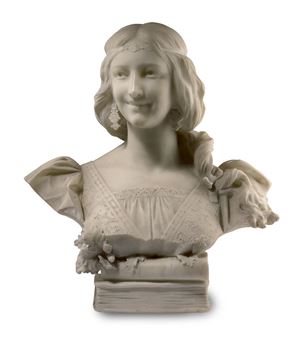 A WHITE MARBLE BUST OF FILOMENA - E. Ciullini