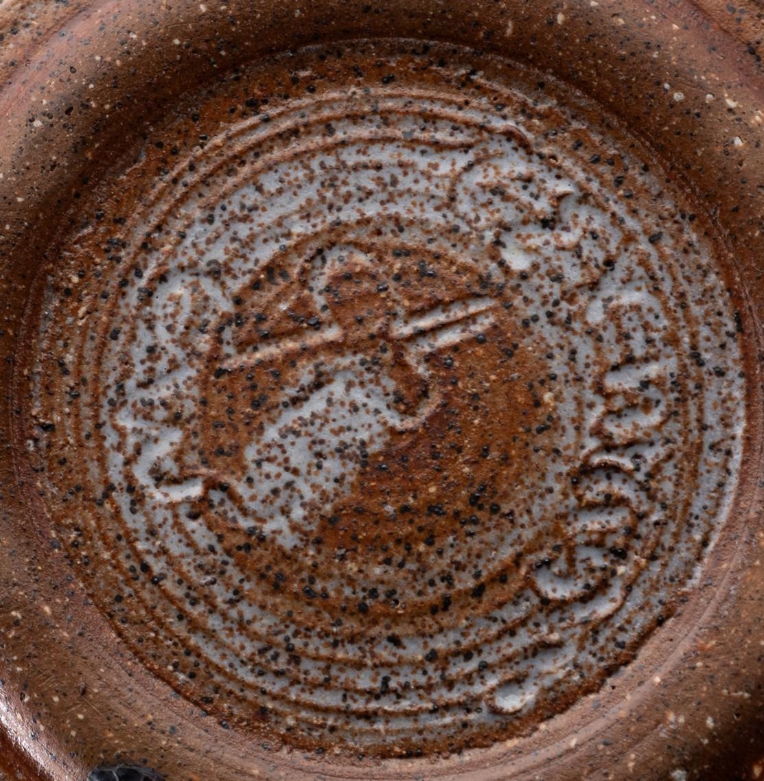 Artwork by Rex Mason, two ceramic sgraffito bowls, together with two orange glazed ceramic bowls, all signed, Made of orange glazed ceramic