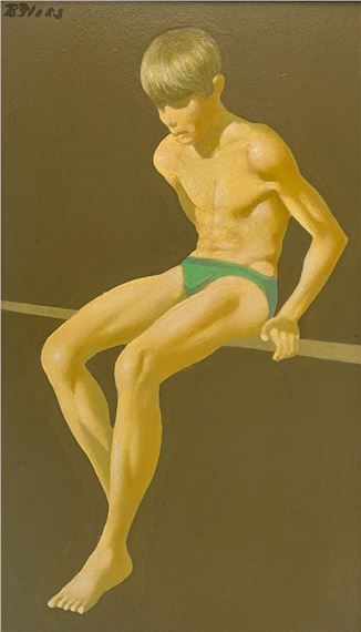 FIGURE ON BAR by Robert R. Bliss, circa 1970's