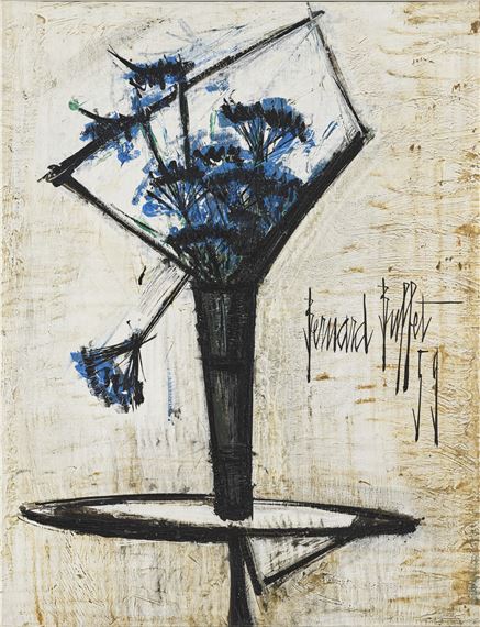 ベルナール・ビュッフェ、【Bouquet sur un gueridon】（Bernard 