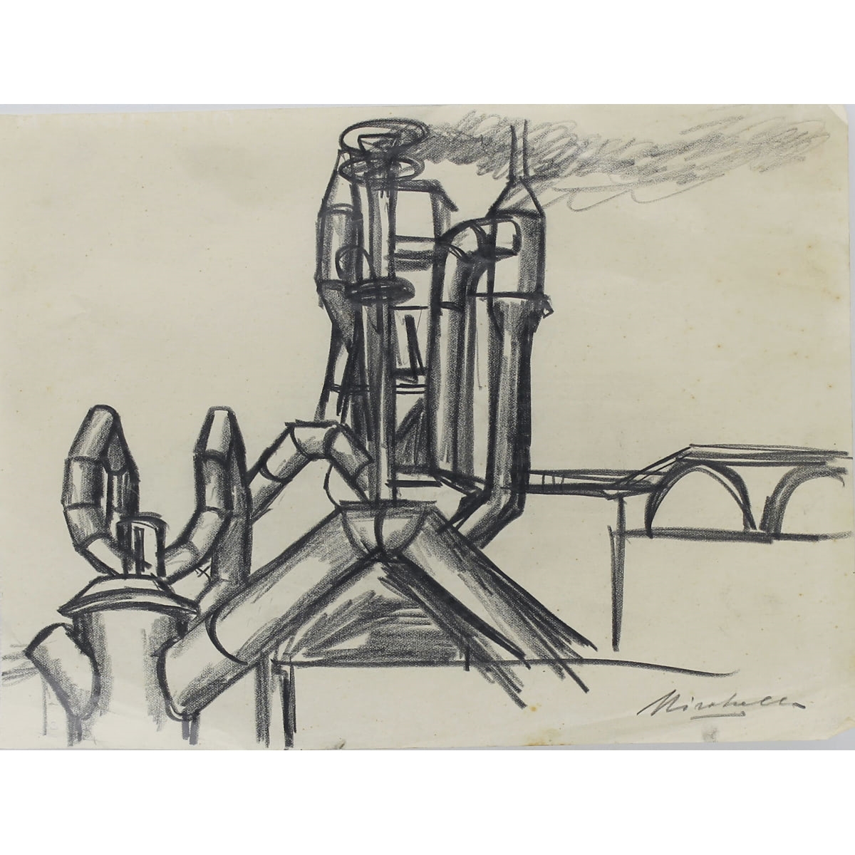 Artwork by Saro Mirabella, Paesaggio industriale, Made of matita su carta