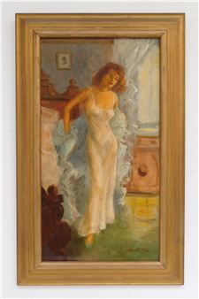 Woman Removing Robe - Helen Ratkai