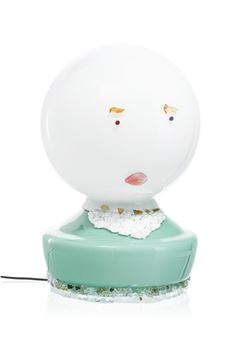 Le moine triste, lampe par Bertrand Cazenave, XXIe s., en verre de Murano opalin blanc et vert et verre de sécurité, h. 46 cm - Bertrand Cazenave