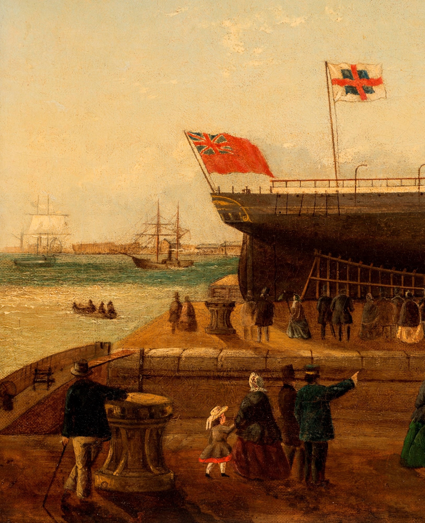Artwork by G. Rogers, G. Rogers (XIX), The launching of a ship, huile sur toile, signée et datée 1861, 41,5x62,5 cm, Made of Huile sur toile