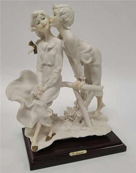Giuseppe Armani Boy Kissing Girl Sculpture by Giuseppe Armani, Dated 1990