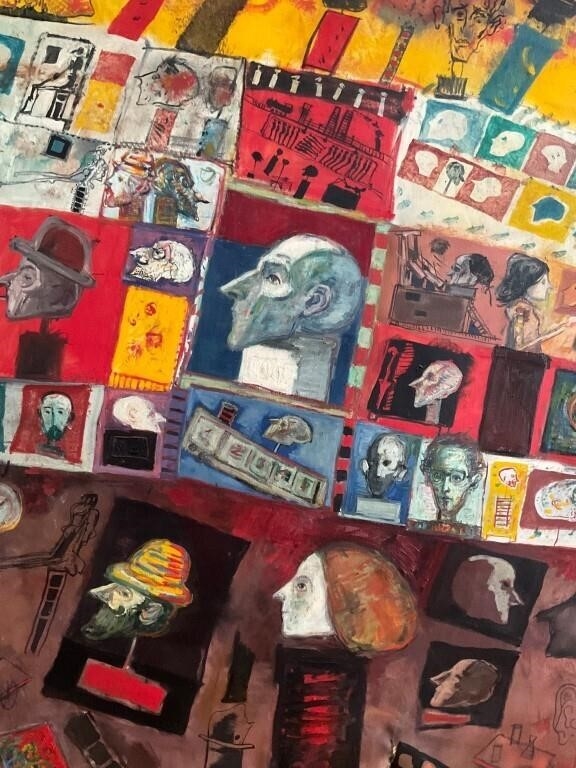 Artwork by Burt Hasen, Very Large Bert Hasen Oil On Canvas Collage, Made of Oil On Canvas Collage