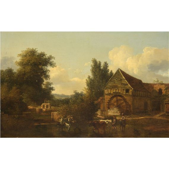 Paysage au moulin avec une scène pastorale by Pierre Alexandre Pau de Saint-Martin, daté 1797
