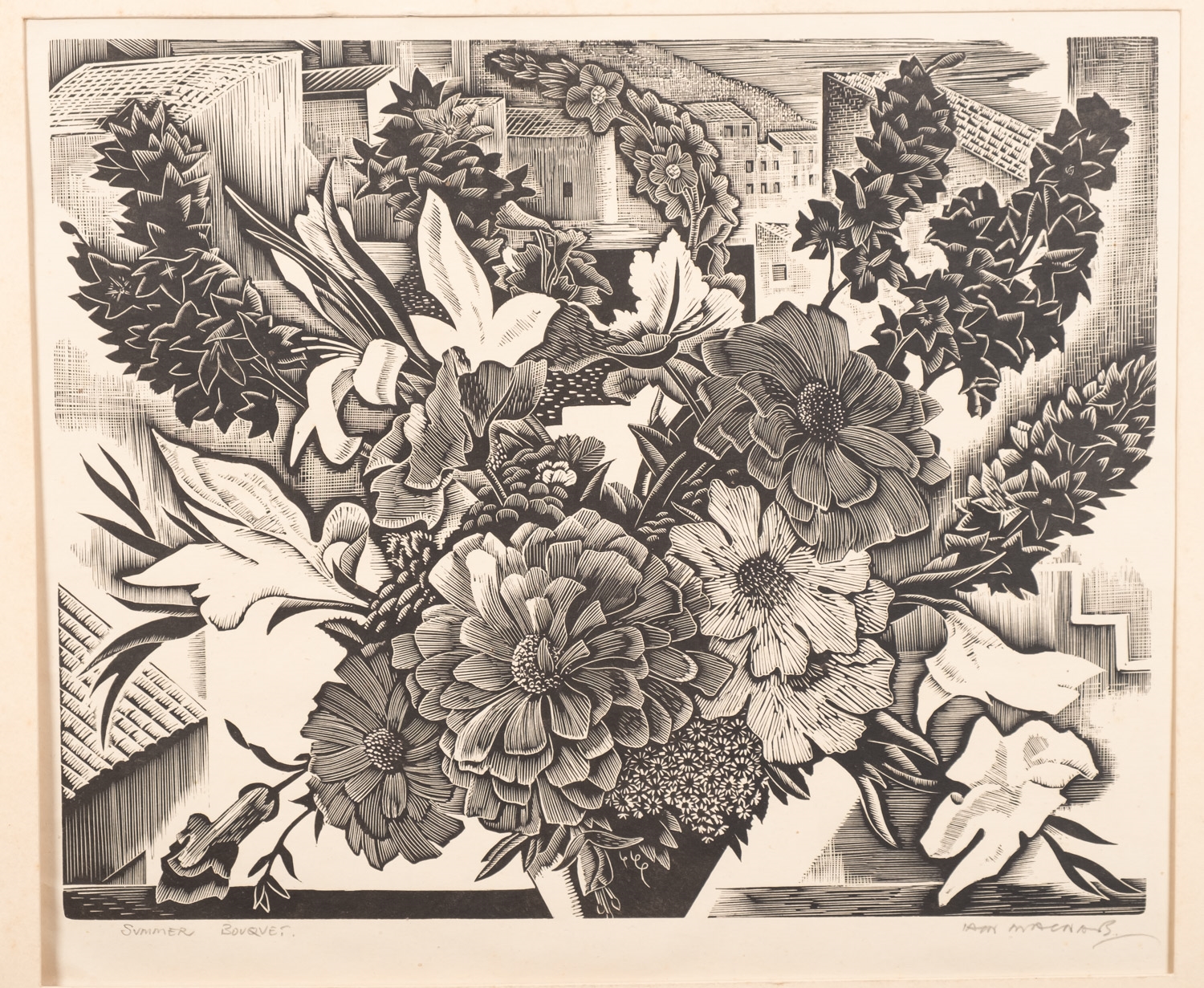 Artwork by Iain MacNab, Summer Bouquet, Made of wood engraving