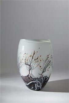 Vase ''Grasses'' Renate Precht, 1998 Colourless glass, underlay in white opal - Renate Precht