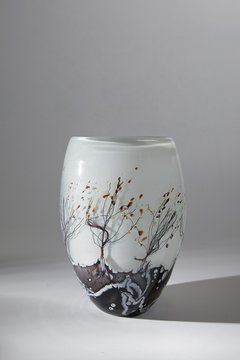 Vase ''Grasses'' Renate Precht, 1998 Colourless glass, underlay in white opal by Renate Precht, 1998