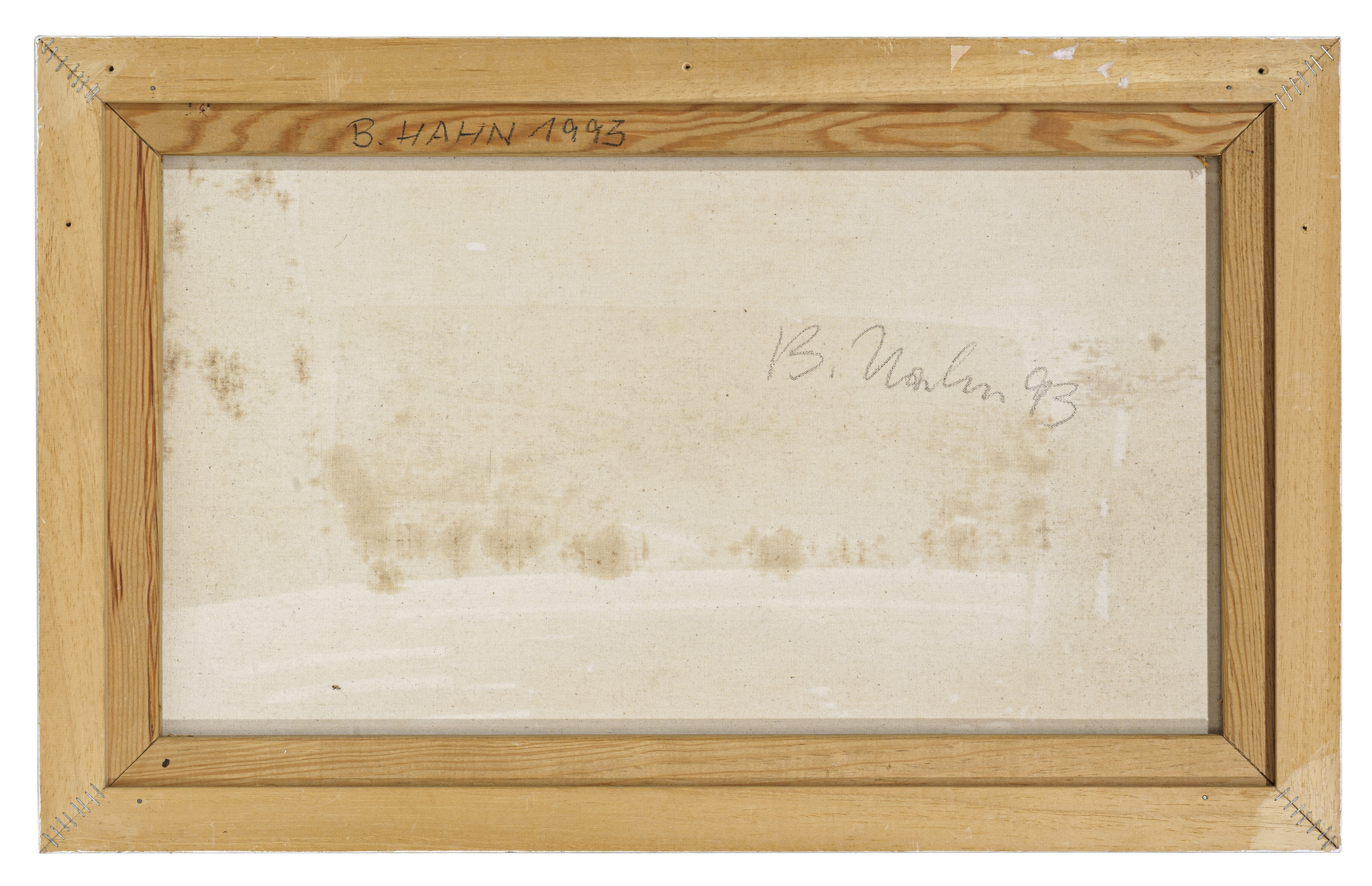 Artwork by Bernd Hahn, Blaues und rotes Feld mit schwarzem Balken, Made of Acryl