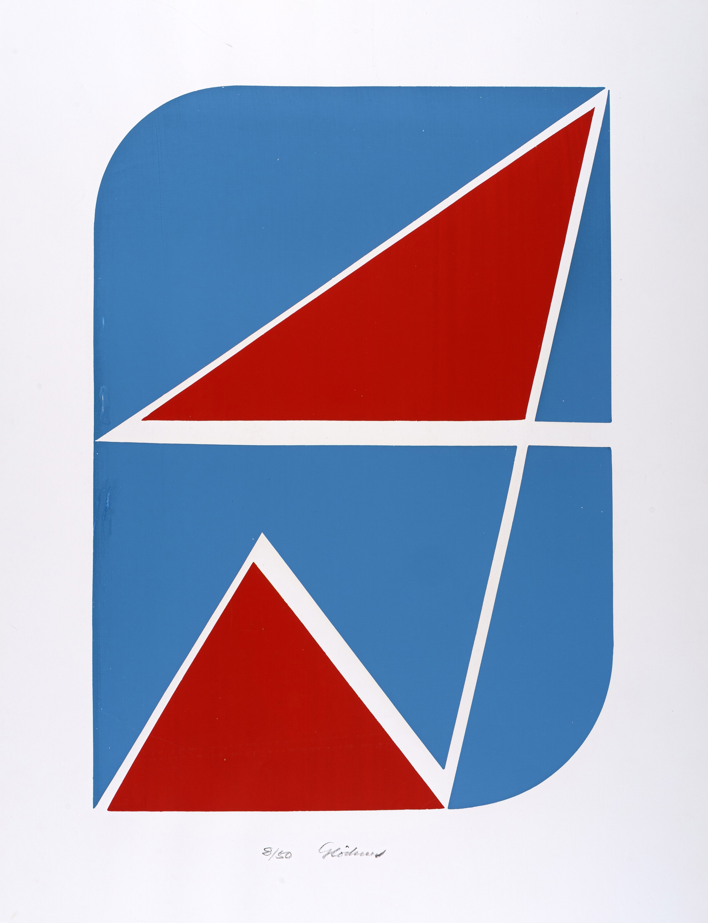 Artwork by Hermann Glöckner, Zeichen in Rot und Blau