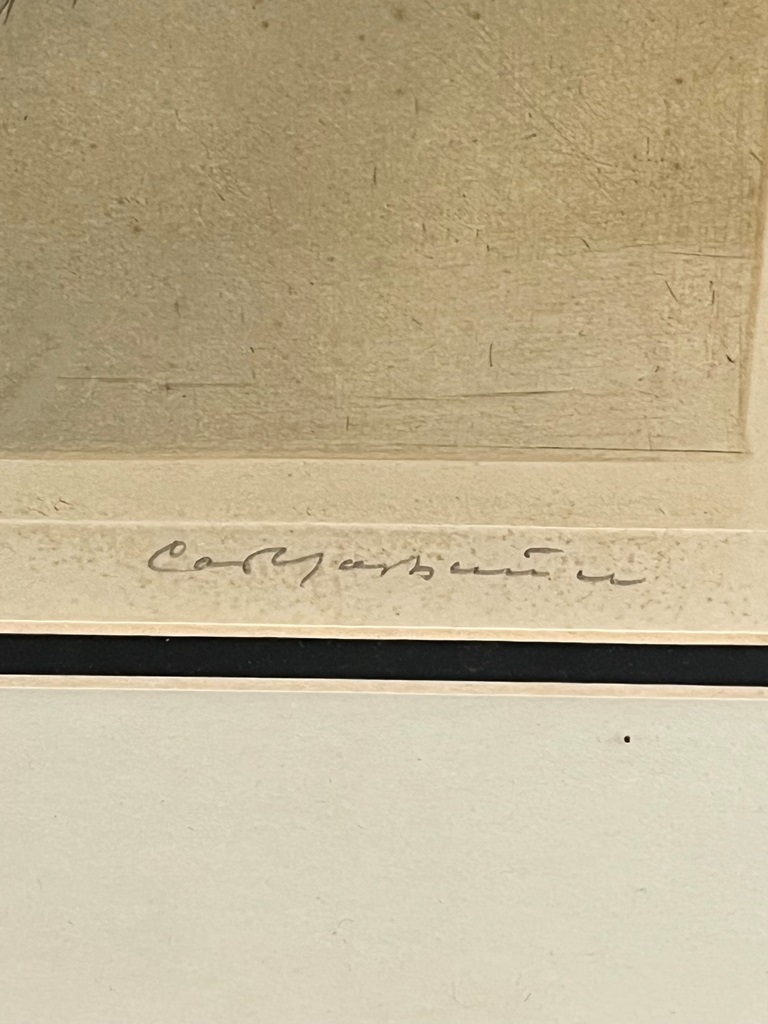 Artwork by Carl Josef Bauer, SEATED FEMALE NUDE, Made of Black and white etching