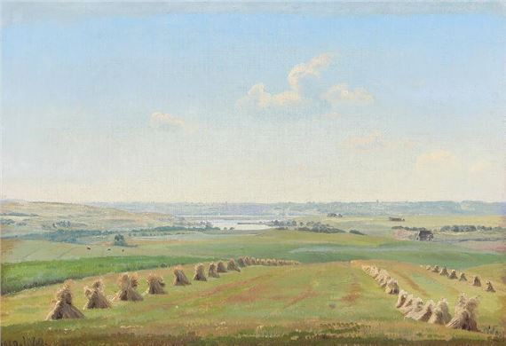 Harvest scenery by Harald Frederik Foss, Aug 1880