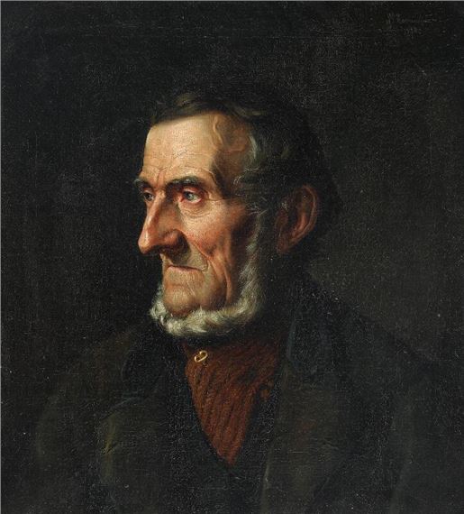 Portrait of an elderly gentleman seen from the left by Niels Peter Rasmussen, 1880