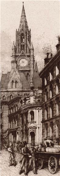 Thomas Riley | Thomas Riley Town Hall Manchester etching signed | MutualArt