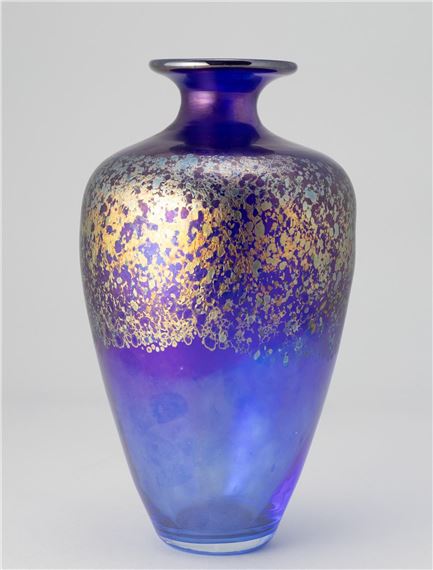 Robert Held | an art glass vase with blue ground, signed 'Robert