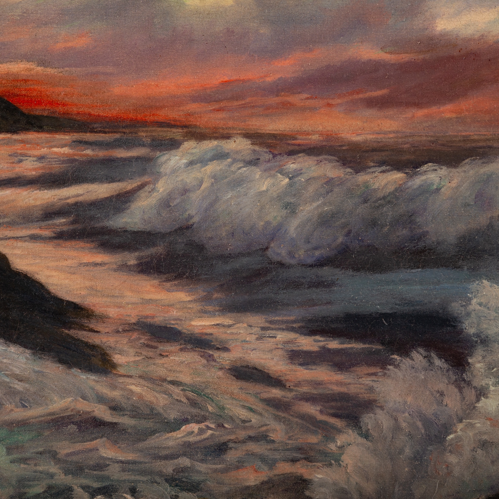 Artwork by Bertha Hatton Duke, Waves at Dusk, Made of oil, Oil on canvas