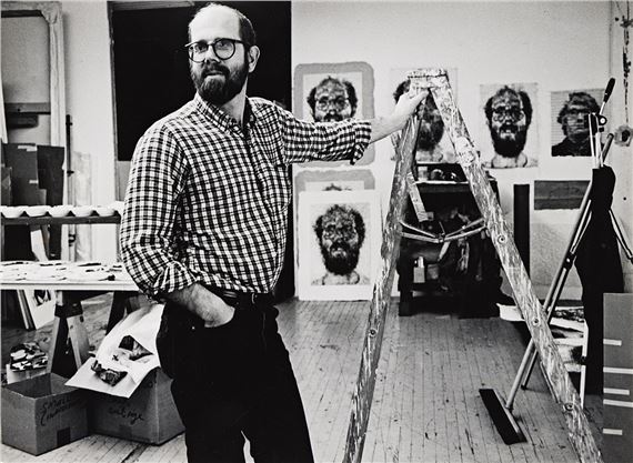 Portrait of the artist Chuck Close (1940-2021 by Lenore Seroka, March 2000